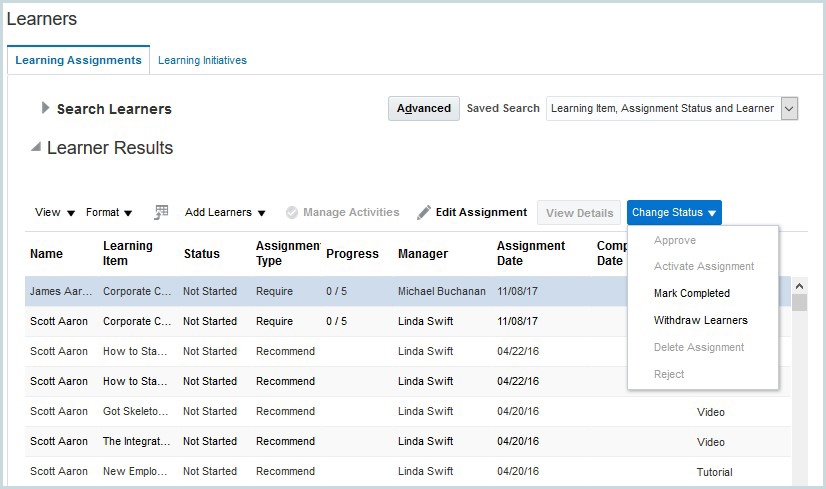 oracle learning assignments