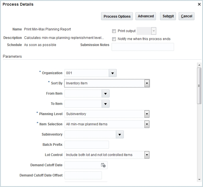 Print the MinMax Planning Report Free Oracle Cloud Training Oracle
